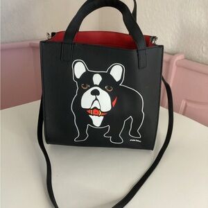 Marc Retro Boston Terrier Crossbody  Small Handbag Tote Black